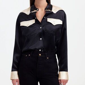 NWT Alexa Chung for Madewell Satin Western Shirt
